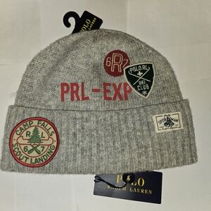 Polo Ralph Lauren Gray  Camp Falls Beanie with Patches